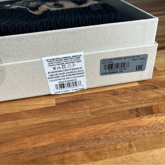 All Saints Leopard Tan and black Hat and Scarf Set - Picture 2 of 6